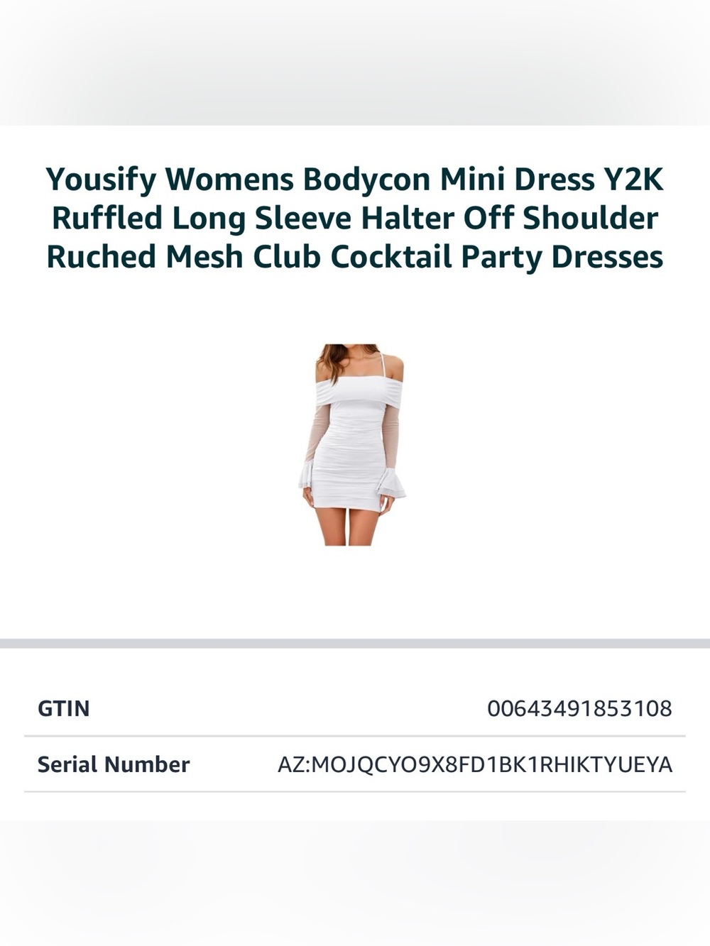 Yousify New With Tags White Off-Shoulder Bodycon Mini Dress - Size Small